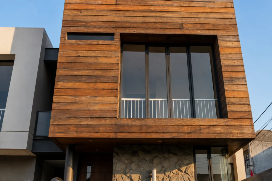 Rumah Modern Kontemporer 2 Lantai dengan Wood Cladding dan Batu Alam - interior