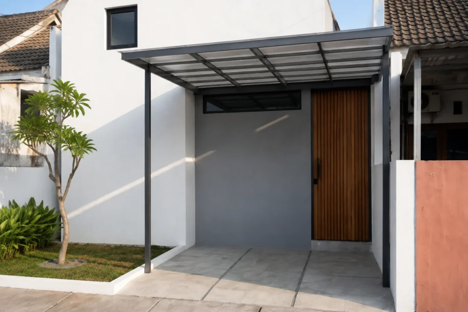 Desain Rumah Minimalis Modern di Lahan Sempit - tampak eksterior