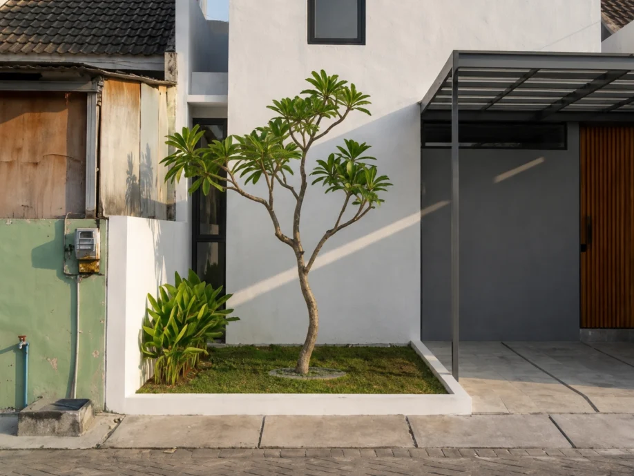 Desain Rumah Minimalis Modern di Lahan Sempit - detail fasad