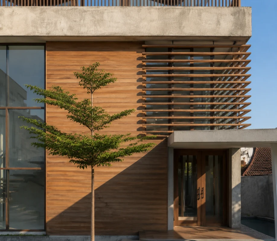 Desain Rumah Modern di Lahan Sudut dengan Kolam Renang dan Rooftop - dokumentasi proyek 6