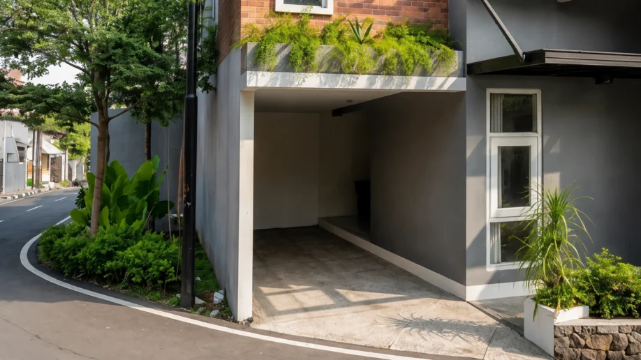 Desain Rumah Industrial Tropis Dua Lantai di Lahan Sudut - dokumentasi proyek 6
