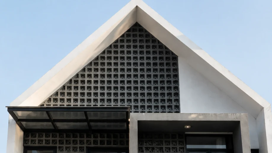 Desain Rumah Minimalis Industrial dengan Fasad Roster - detail fasad
