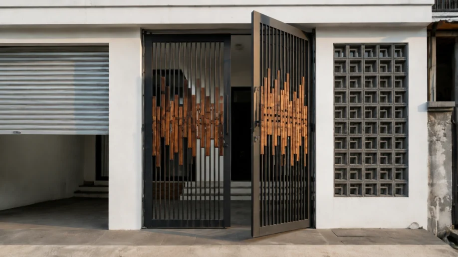 Desain Rumah Minimalis Industrial dengan Fasad Roster - area pendukung