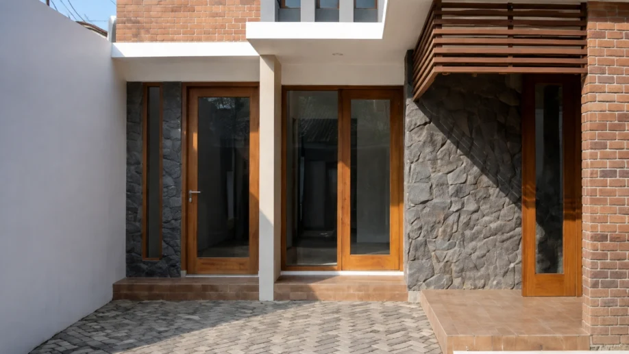 Desain Rumah Modern Tropis dengan Bata Ekspos dan Atap Miring - interior
