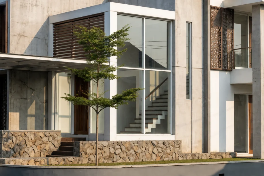 Desain Rumah Modern Tropis Kontemporer dan Kaca Tinggi - area pendukung