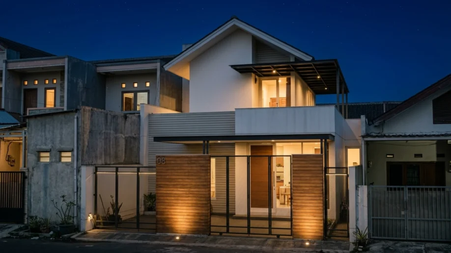 Desain Rumah Minimalis Industrial Dua Lantai - tampak eksterior