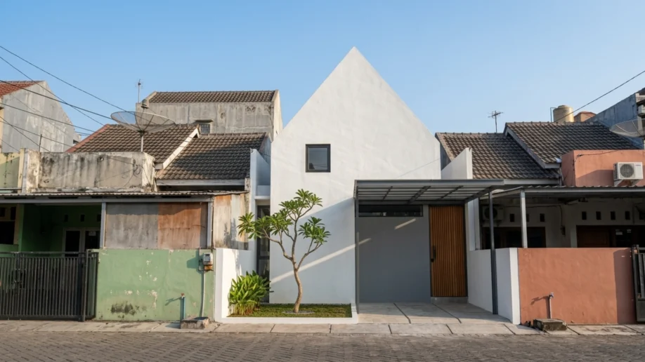 Desain Rumah Minimalis Modern di Lahan Sempit - tampak eksterior