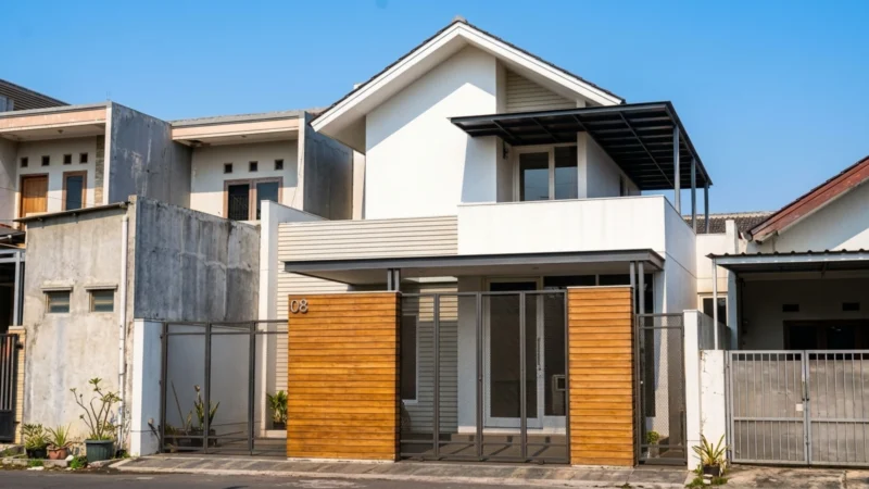 Desain Rumah Minimalis Industrial Dua Lantai - tampak eksterior