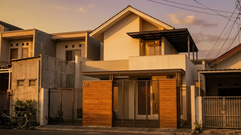 Desain Rumah Minimalis Industrial Dua Lantai - tampak eksterior