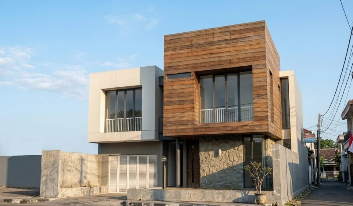 Rumah Modern Kontemporer 2 Lantai dengan Wood Cladding dan Batu Alam - area pendukung