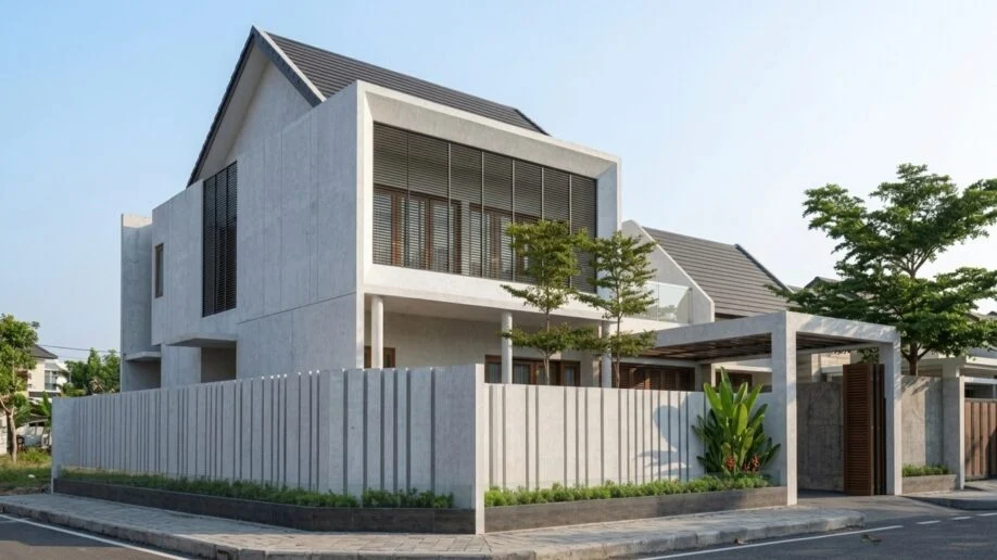 Desain Rumah Tropis Modern Dua Lantai dengan Secondary Skin - detail proyek