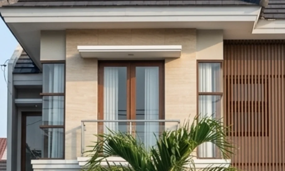 Rumah Modern Tropis 2 Lantai dengan Batu Alam dan Kisi Kayu - detail proyek