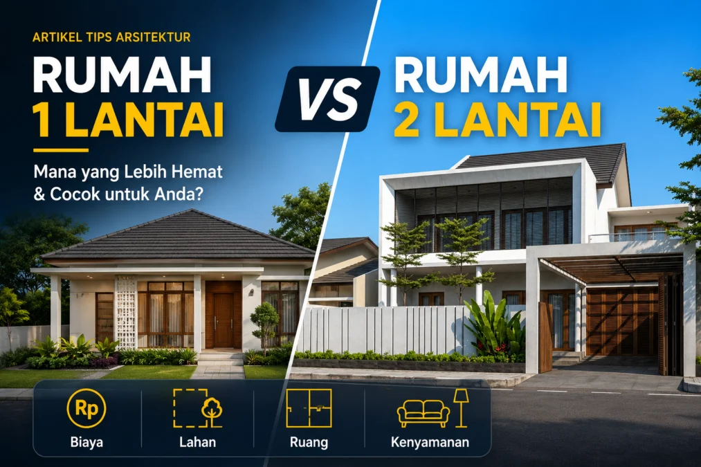 Perbandingan desain rumah 1 lantai dan 2 lantai sebelum membangun