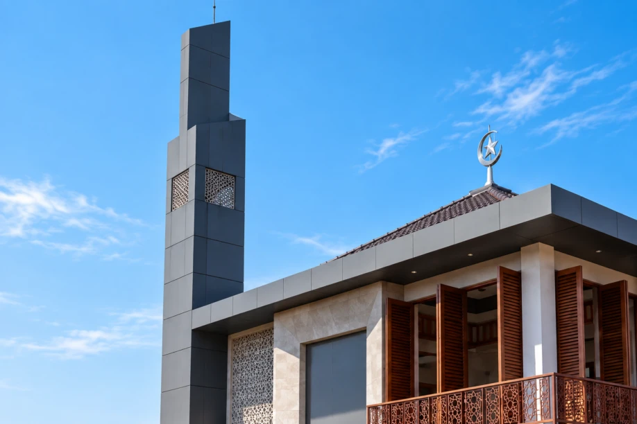 Desain Masjid Modern Dua Lantai di Lahan Sudut - interior