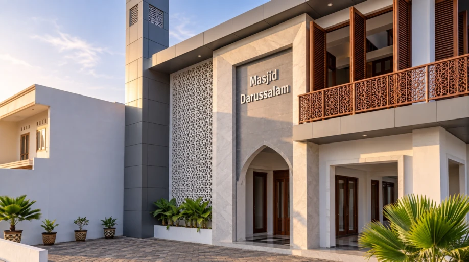 Desain Masjid Modern Dua Lantai di Lahan Sudut - dokumentasi proyek 6