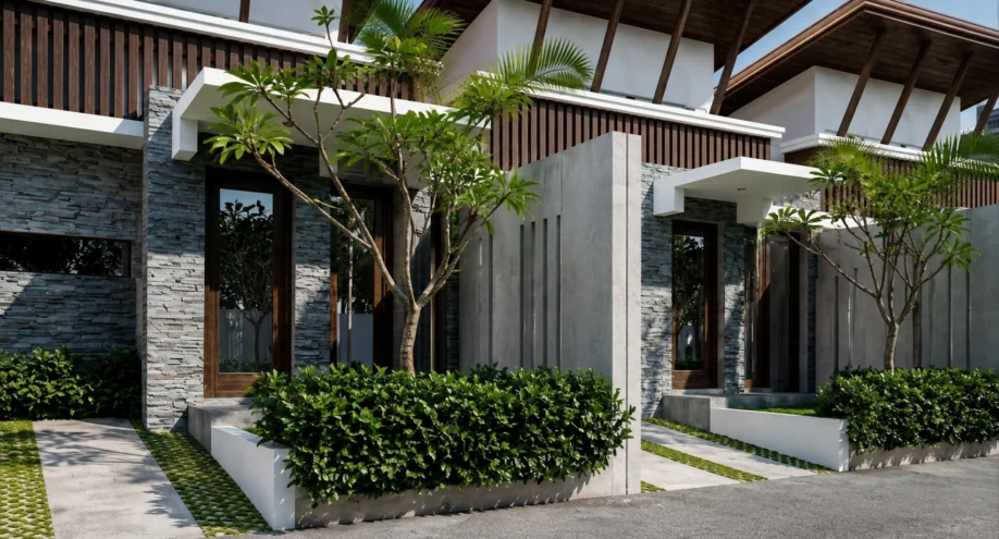 Desain Townhouse Modern Tropis dengan Atap Kantilever - area pendukung