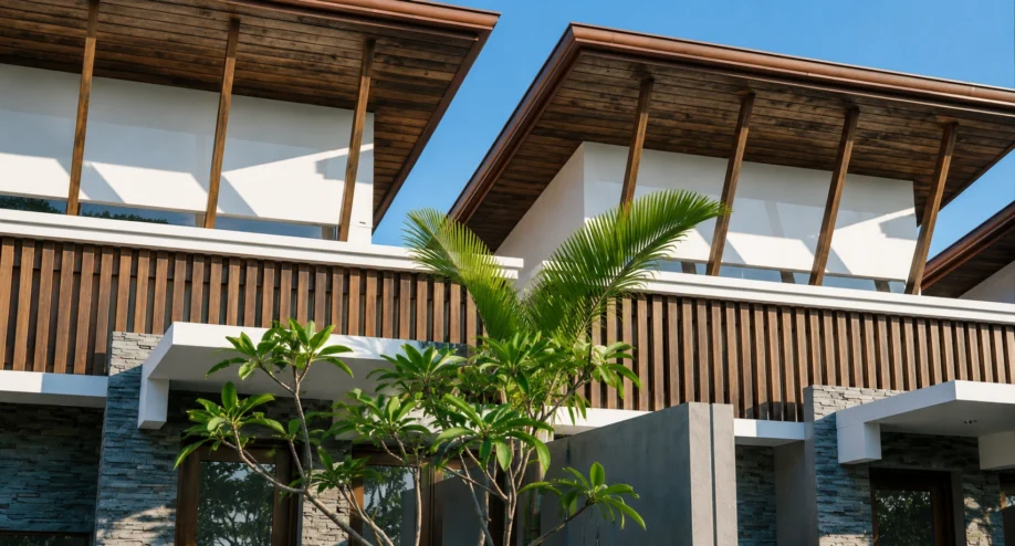 Desain Townhouse Modern Tropis dengan Atap Kantilever - detail proyek