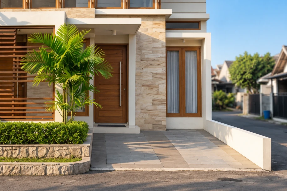 Desain Rumah Modern Tropis Lahan Sudut - area pendukung
