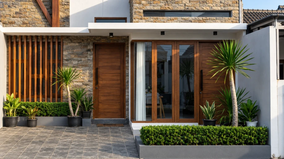 Desain Rumah Modern Tropis dengan Atap Pelana Asimetris - area pendukung