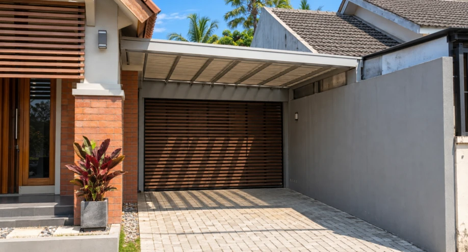 Desain Rumah Tropis Kontemporer dengan Atap Pelana Bertingkat - area pendukung
