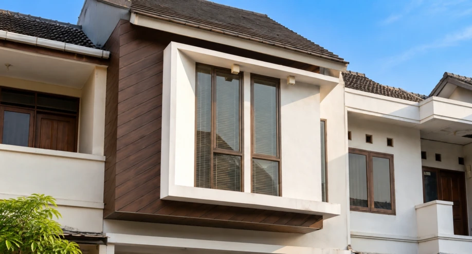 Desain Rumah Minimalis Dua Lantai di Lahan Sempit - detail fasad