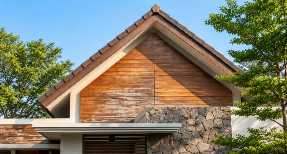 Desain Rumah Modern Tropis Satu Lantai dengan Gevel Kayu - dokumentasi proyek 9