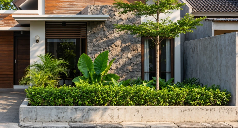 Desain Rumah Modern Tropis Satu Lantai dengan Gevel Kayu - dokumentasi proyek 10