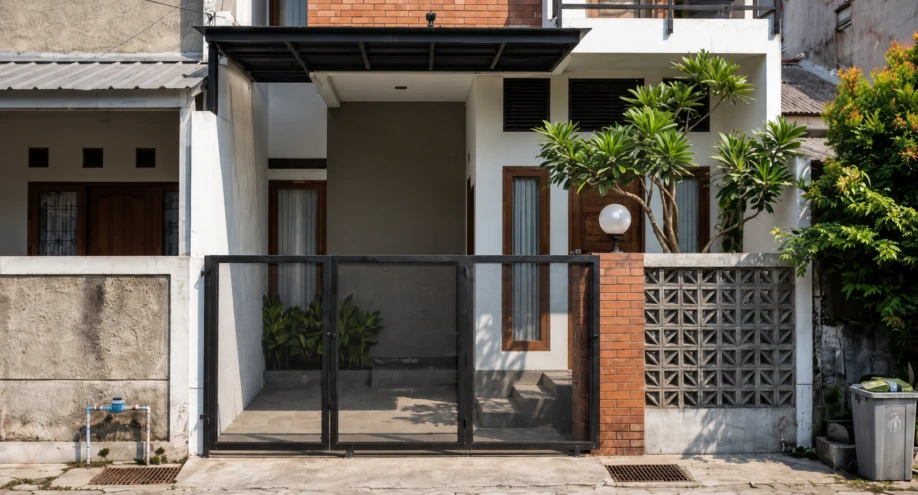 Desain Rumah Minimalis Industrial Dua Lantai dengan Bata Ekspos - detail proyek
