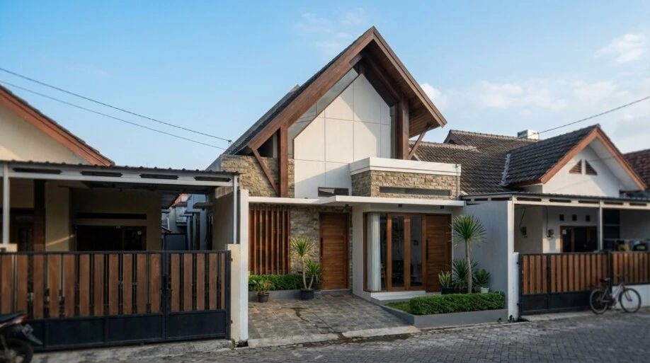Desain Rumah Modern Tropis dengan Atap Pelana Asimetris - dokumentasi proyek 7