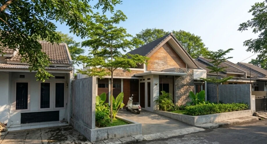 Desain Rumah Modern Tropis Satu Lantai dengan Gevel Kayu - interior