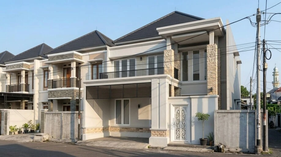 Desain Rumah Klasik Modern Dua Lantai dengan Secondary Skin - detail proyek