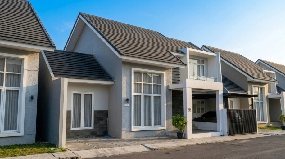 Desain Rumah Modern Tropis dengan Atap Bertingkat dan Balkon Kaca - dokumentasi proyek 9
