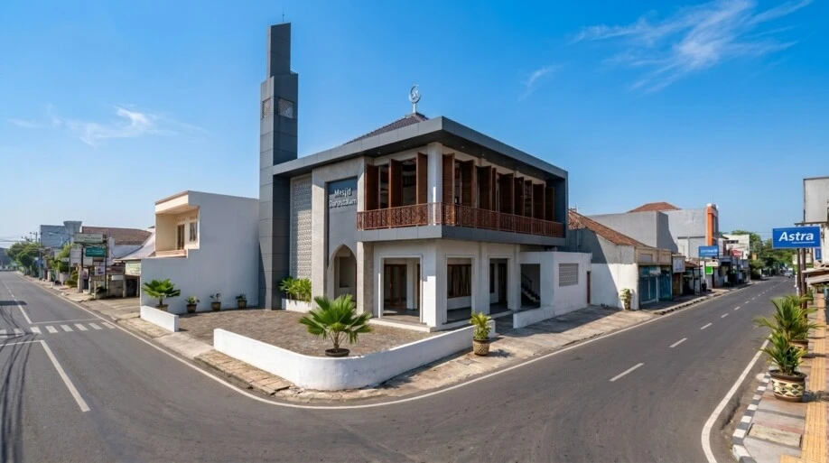 Desain Masjid Modern Dua Lantai di Lahan Sudut - dokumentasi proyek 10