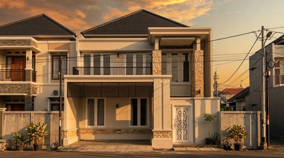 Desain Rumah Klasik Modern Dua Lantai dengan Secondary Skin - dokumentasi proyek 8