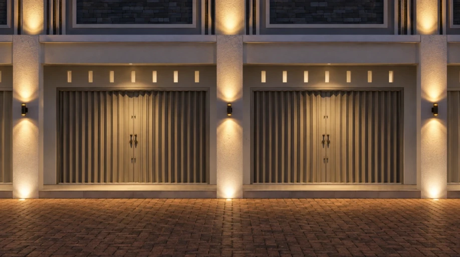 Desain Kompleks Ruko Modern dengan Pencahayaan Fasad - detail proyek