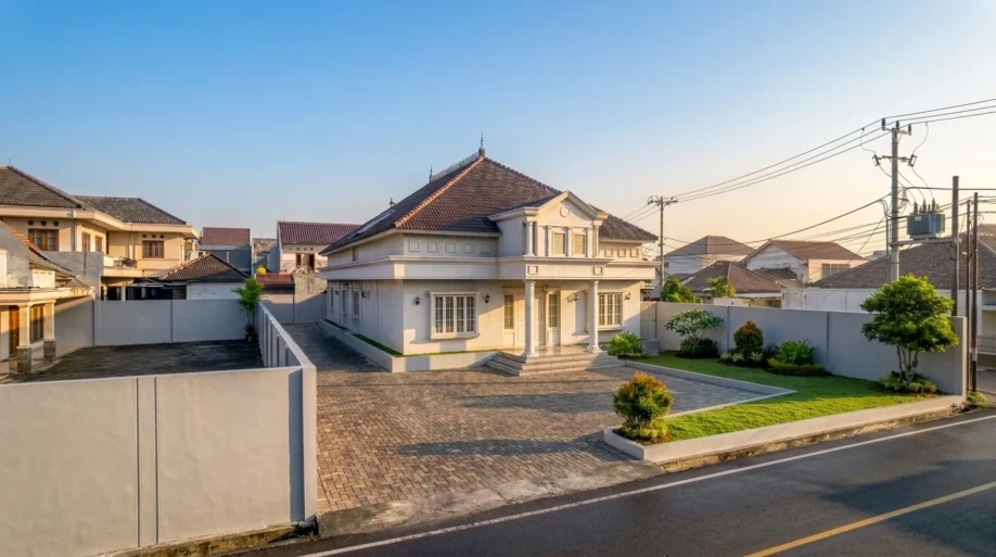Desain Rumah Klasik Tropis Satu Lantai dengan Halaman Luas - detail proyek